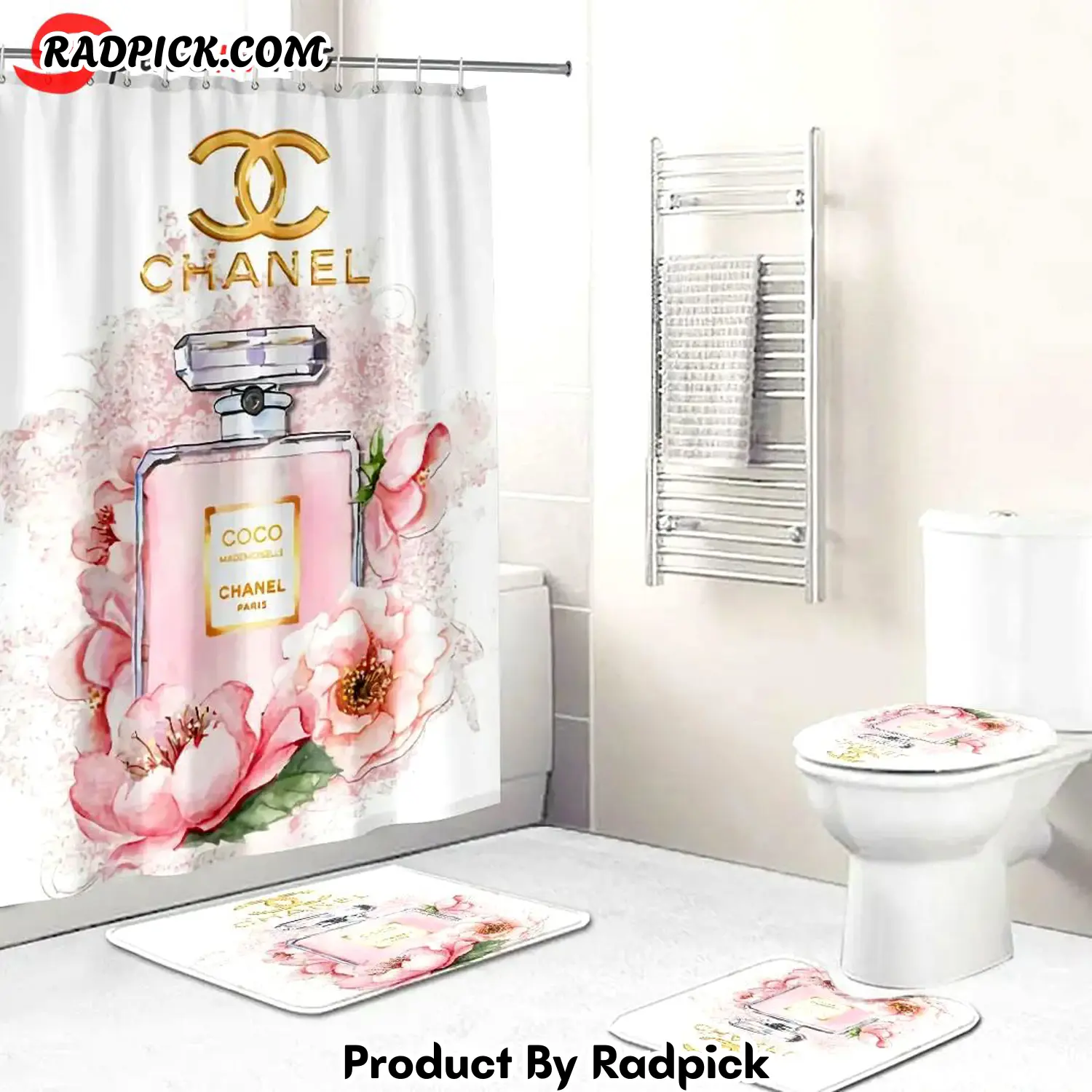 Chanel perfume bathroom set hot luxury shower curtain bath rug mat home decor 276 bathroom accessory sets rp3871176.png